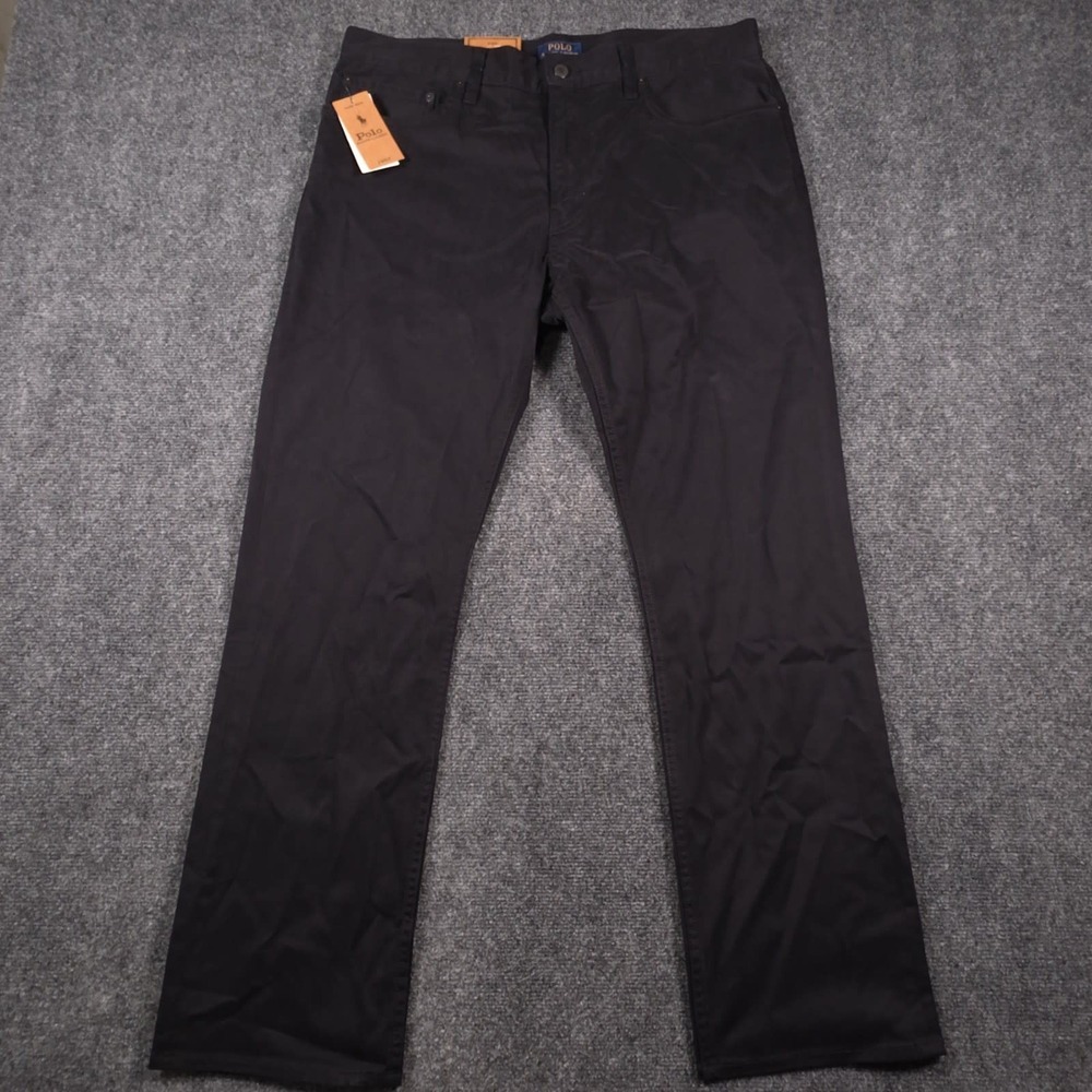 NWT Polo Ralph Lauren Varick Slim Straight Pants Mens 35x30 Black Preppy READ